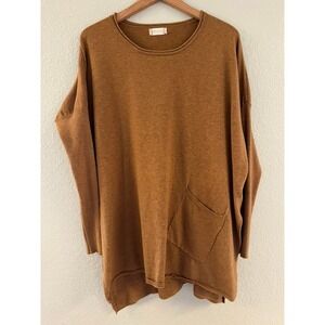 Altar'd State Womens Brown Oversized Knit Tunic Sweater Pocket T2770 ML